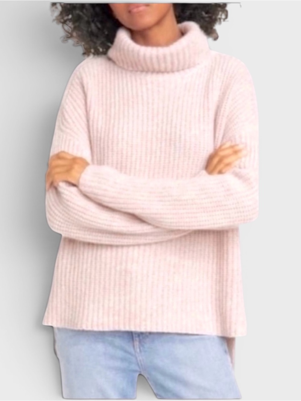 826 Nordstrom Cashmere Pink Turtleneck Hi Low Sweater